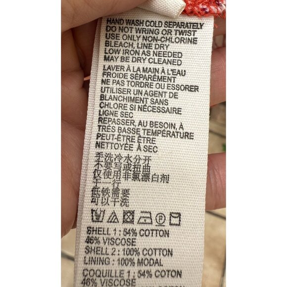 Free People Under The Sun Womens RedWhite Boho StripedFloral Tunic  Mini Dress M - Picture 7 of 8